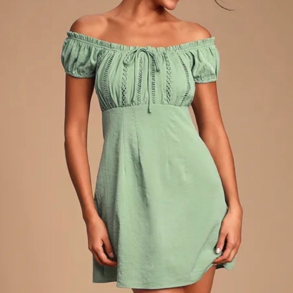 Lulus off the shoulder embroidered mini dress